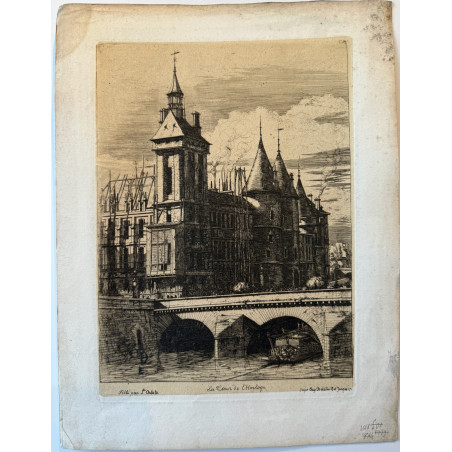 La tour de l'horloge 1856, Charles Meryon, épreuve pour la revue l'artiste, imprimerie Delatre.