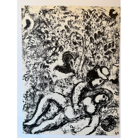 Le couple à l'arbre, Marc CHAGALL, lithographie originale, 1963.