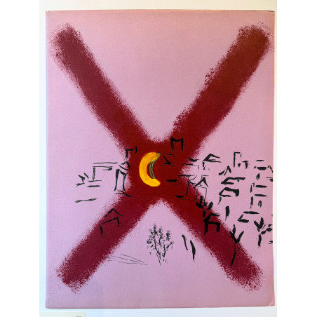 Village sous la lune, Marc CHAGALL, lithographie originale, 1963.