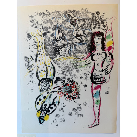 Le jeu des acrobates, Marc CHAGALL, lithographie originale, 1963.
