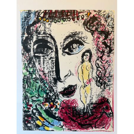 L'apparition au cirque, Marc CHAGALL, lithographie originale, 1963.