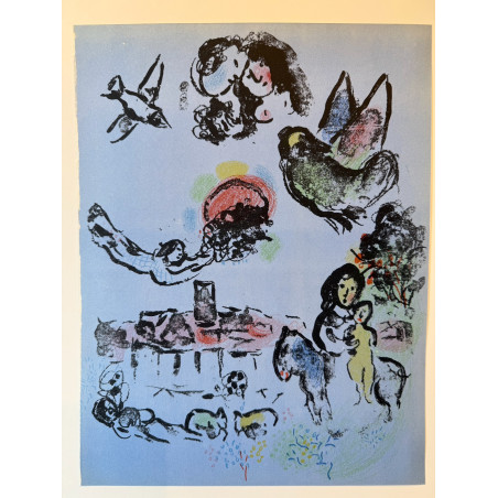 Nocturne à Vence, Marc CHAGALL, lithographie originale, 1963.