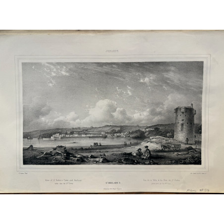 St Brelade, vue de la ville et du port de St Aubin, Jersey, Dpt Manche,1840.