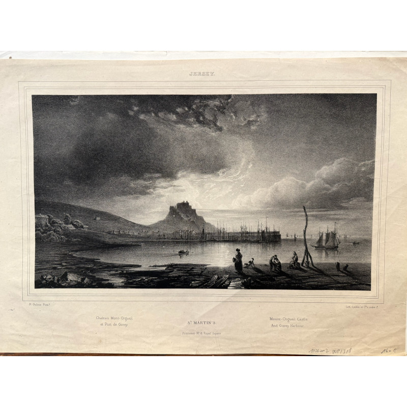 Aperçu du produit: St Ouen, chateau de Mont-Orgeuil et le port de Gorey, Jersey, Dpt Manche,1840.