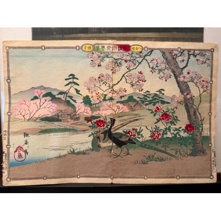 Utsushi RINSAI, kacho-ga, Oiseaux et fleurs variés, 1880