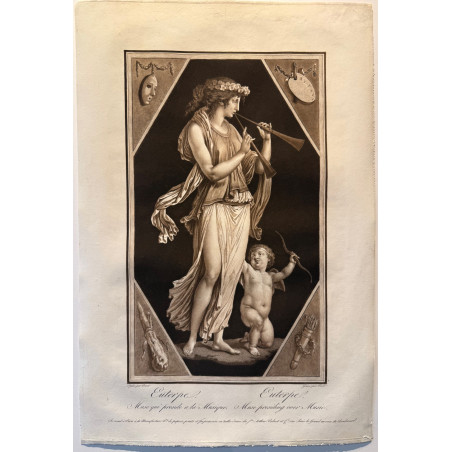 Euterpe, Muse qui préside à la musique, Boizot Louis Simon graveur.