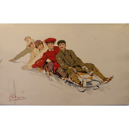 Carlo Pellegrini, chromolithographie originale, 1900-1910.