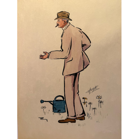 Dieux et demi-dieux, Fernand Houget (1863-1961), golf, lithographie vers 1910.