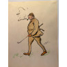 Dieux et demi-dieux, Fernand Houget (1863-1961), golf, lithographie vers 1910.