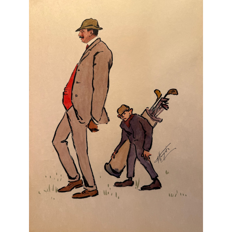 Aperçu du produit: Dieux et demi-dieux, Fernand Houget (1863-1961), golf, lithographie vers 1910.