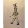 Dieux et demi-dieux, Fernand Houget (1863-1961), golf, lithographie vers 1910.
