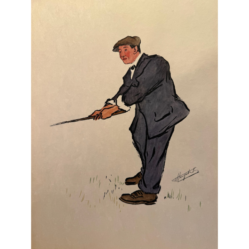 Aperçu du produit: Dieux et demi-dieux, Fernand Houget (1863-1961), golf, lithographie vers 1910.