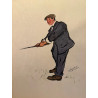 Dieux et demi-dieux, Fernand Houget (1863-1961), golf, lithographie vers 1910.