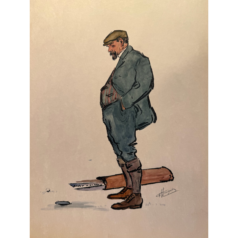 Aperçu du produit: Dieux et demi-dieux, Fernand Houget (1863-1961), golf, lithographie vers 1910.