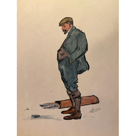 Dieux et demi-dieux, Fernand Houget (1863-1961), golf, lithographie vers 1910.