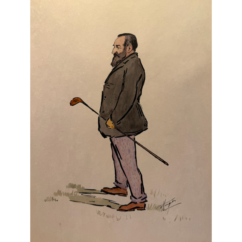 Aperçu du produit: Dieux et demi-dieux, Fernand Houget (1863-1961), golf, lithographie vers 1910.