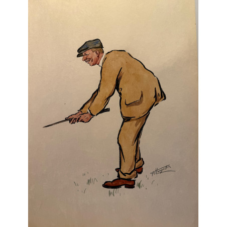 Dieux et demi-dieux, Fernand Houget (1863-1961), golf, lithographie vers 1910.