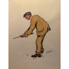 Dieux et demi-dieux, Fernand Houget (1863-1961), golf, lithographie vers 1910.