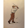 Dieux et demi-dieux, Fernand Houget (1863-1961), golf, lithographie vers 1910.