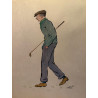 Dieux et demi-dieux, Fernand Houget (1863-1961), golf, lithographie vers 1910.