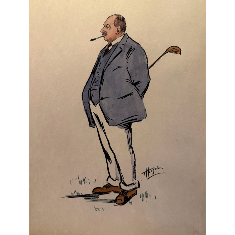 Aperçu du produit: Dieux et demi-dieux, Fernand Houget (1863-1961), golf, lithographie vers 1910.