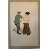 Trying the ice, Carlo Pellegrini, chromolithographie originale, 1900-1910.