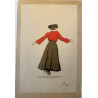 La patineuse, Carlo Pellegrini, chromolithographie originale, 1900-1910.