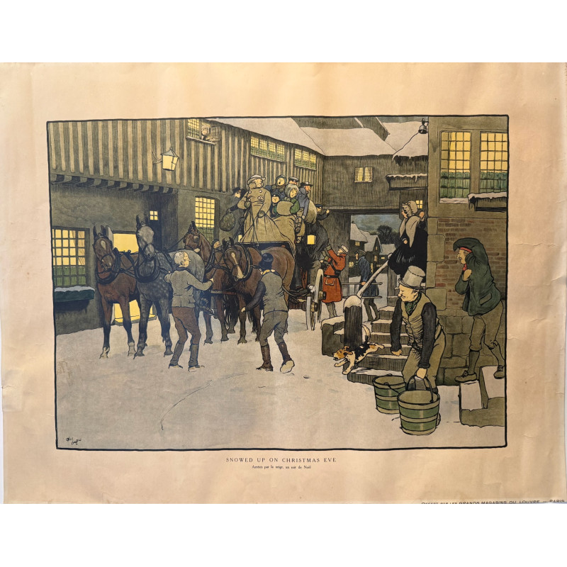 Aperçu du produit: Snowed up on Christmas Eve, Cecil Aldin, 1930, Arrivée par la neige un soir de Noël.
