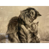 La maman et son chaton, eau forte de Ferdinand Oger, 1920.