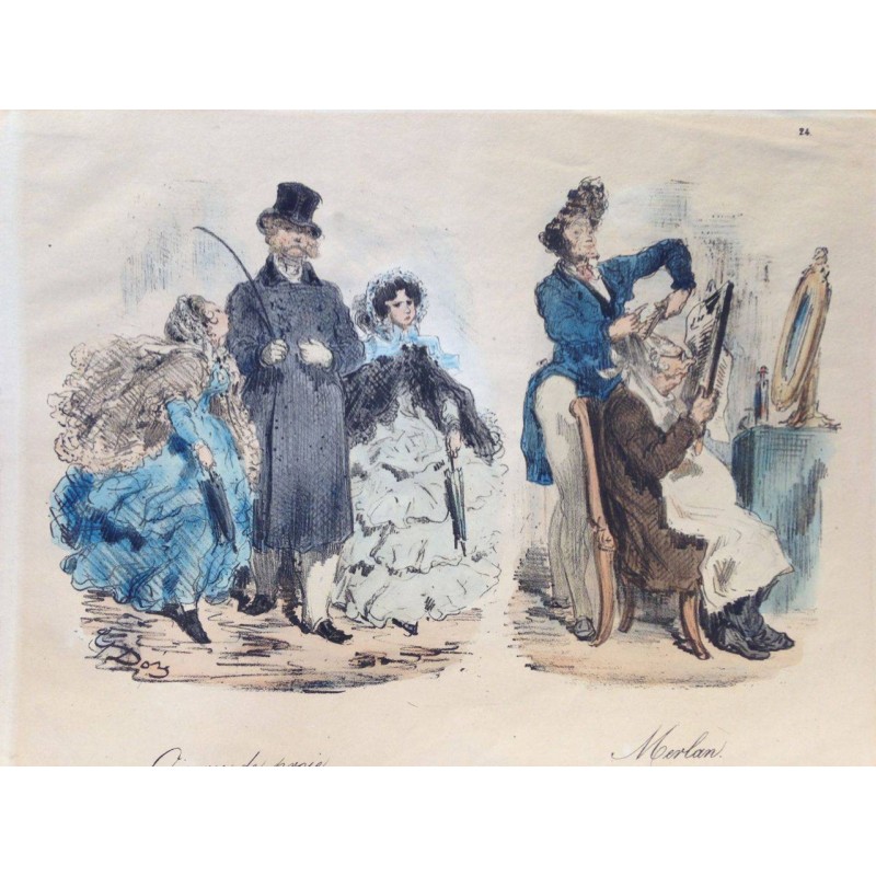 Gustave DORE, la menagerie Parisienne 1861,Oiseau de proie, merlan