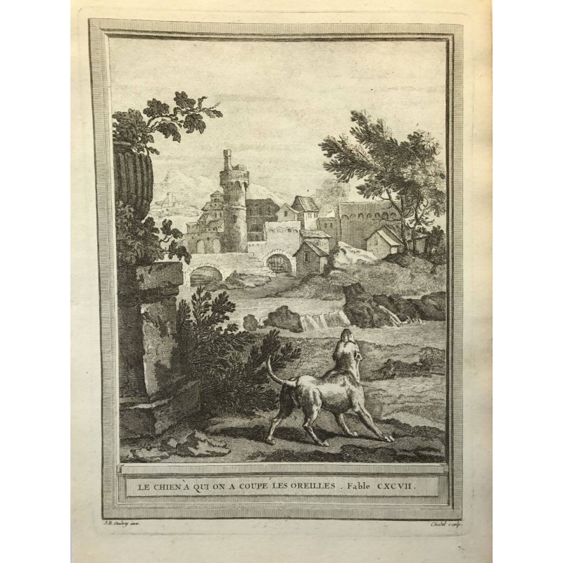 Oudry, Fables de la Fontaine, 1755, Le chien à qui on a  coupé les oreilles