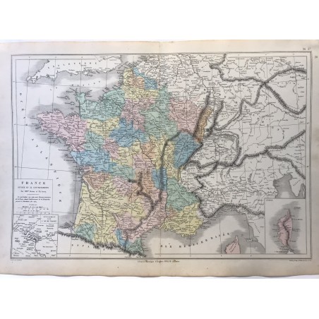 Carte de France  dressée en 32 gouvernements, 1850