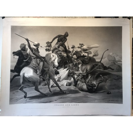 Chasse aux lions dans le désert, horace VERNET 1836