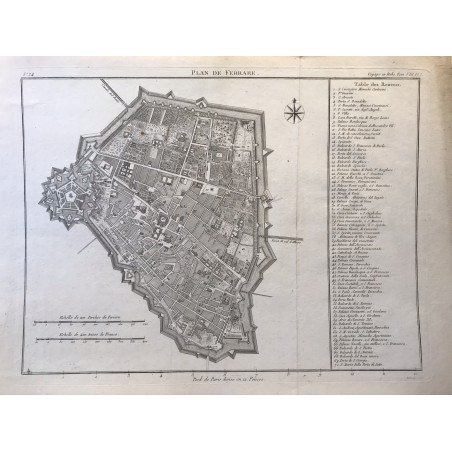 Plan de Ferrare, De la Lande ,1790, voyage en Italie