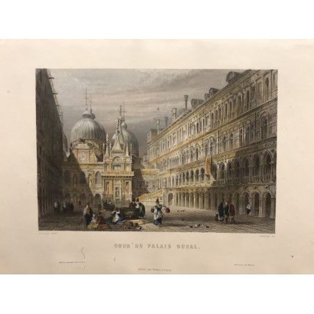 Venise, Galibert, 1854, cour du Palais Ducal