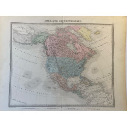 Carte de l'Amérique Septentrionale vers 1860