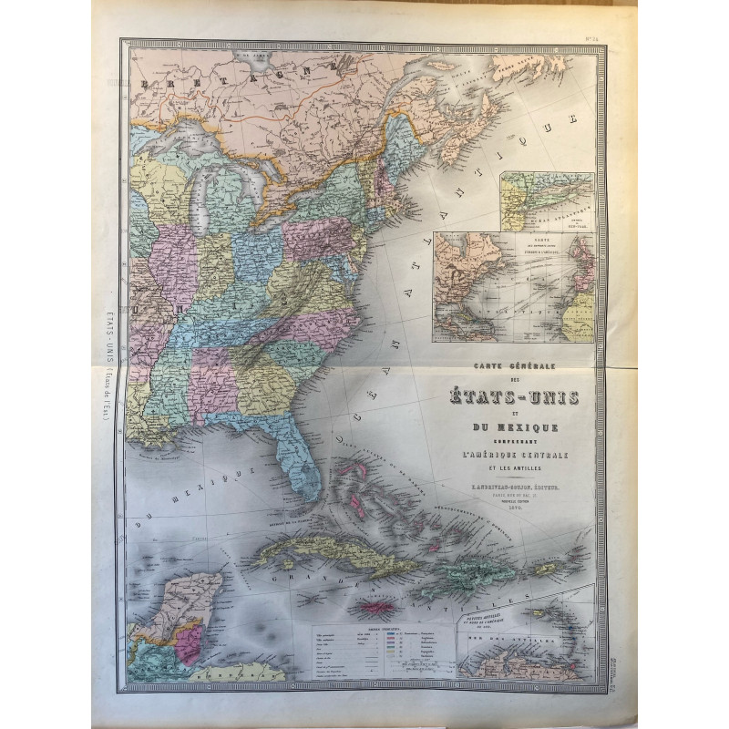 Carte générale des Etats Unis et du Mexique, Andriveau Goujon, 1870.