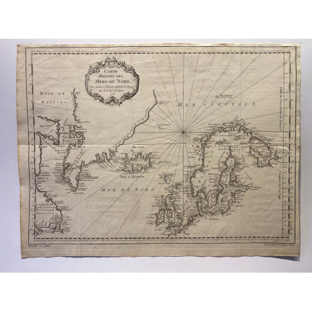 Carte  réduite des mers du Nord , Bellin 1758.