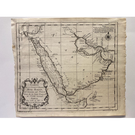 Carte de la coste d' Arabie, mer rouge et golfe de Perse , Bellin 1750.