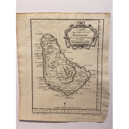 Carte de la Barbade , Bellin 1758.