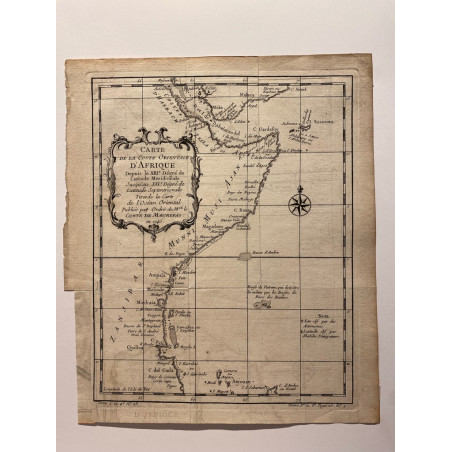 Carte de la côte Orientale d'Afrique , Bellin 1740.