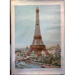 Louis Tauzin, la Tour Eiffel, 1889, chromolithographie originale