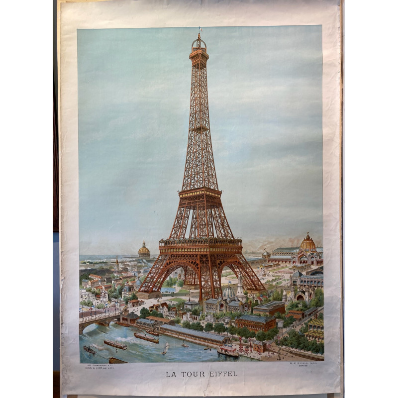 Louis Tauzin, la Tour Eiffel, 1889, chromolithographie originale