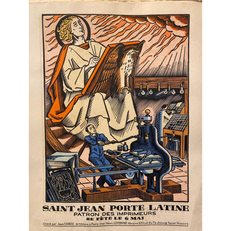 Aperçu du produit: Saint Jean porte latine, patron des imprimeurs, Jean Chièze, 1940.