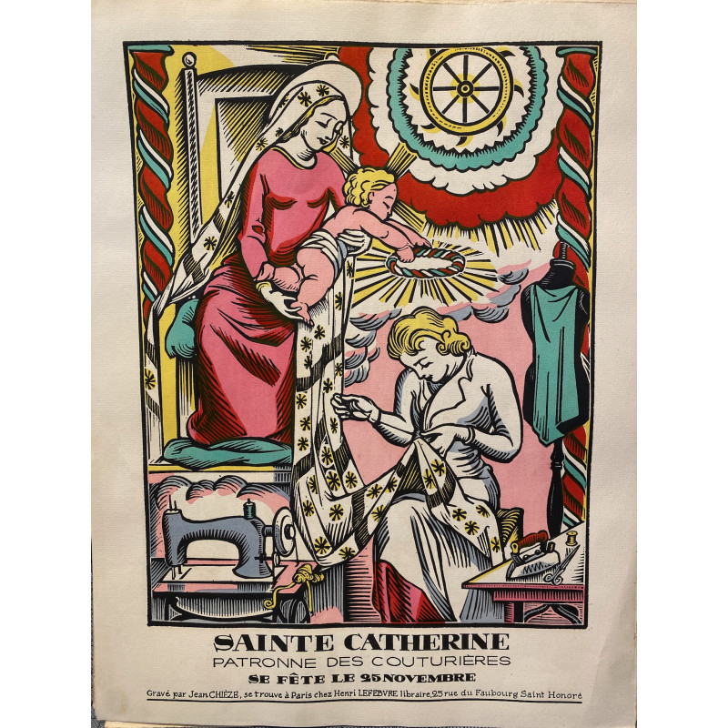Aperçu du produit: Sainte Catherine, patronne des couturières , Jean Chièze, 1940.
