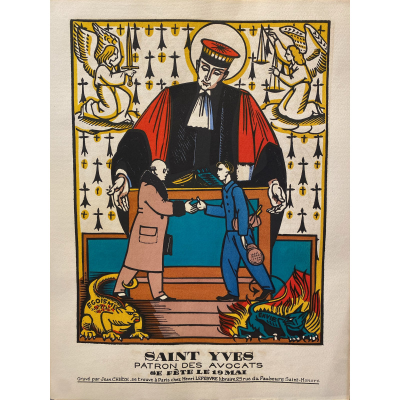 Aperçu du produit: Saint Yves, patron des avocats, Jean Chièze, 1940.