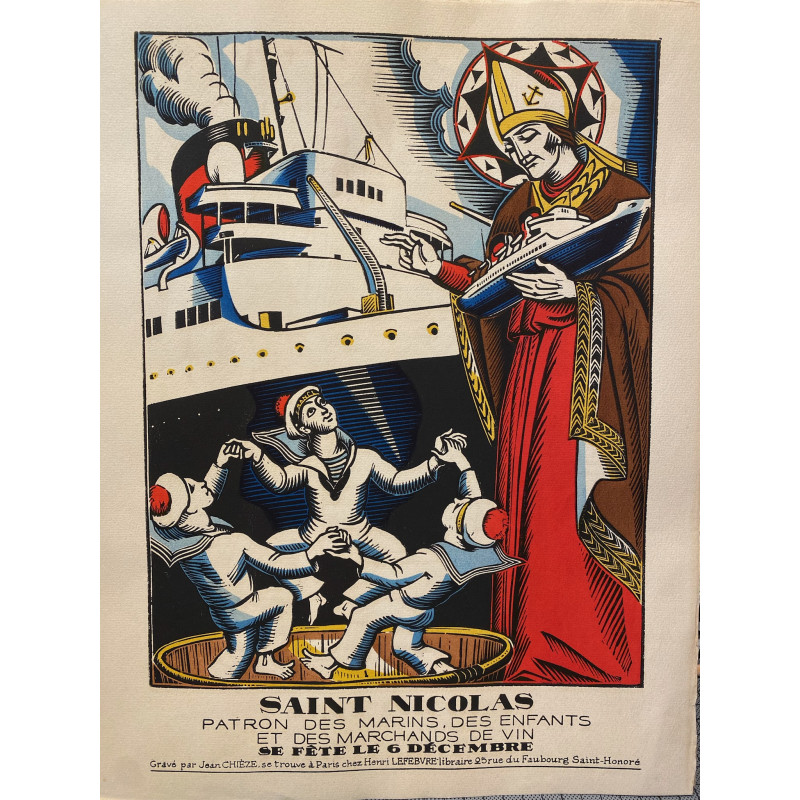 Aperçu du produit: Saint Nicolas, patron des marins, des enfants, et des marchands de vin , Jean Chièze, 1940.