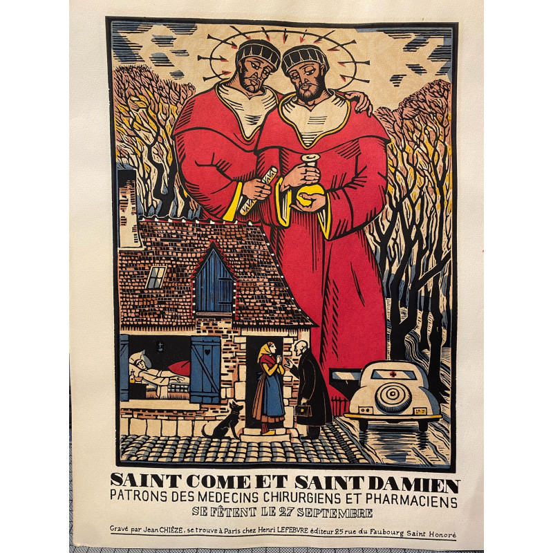 Aperçu du produit: Saint Côme et Saint Damien, patron des médecins chirurgiens et pharmaciens, Jean Chièze, 1940.